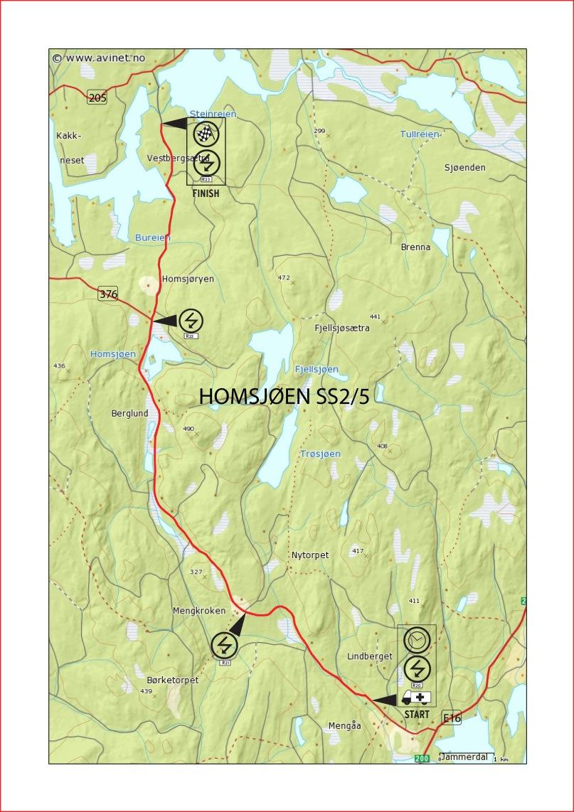 SS 2/5 Homsjøen 13,69 km 1. bil SS 2: kl 10:26 1. bil SS 5: kl 14:26 Denne etappen følger fylkes og kommunalveien fra Slettmoen til Bergersætra.