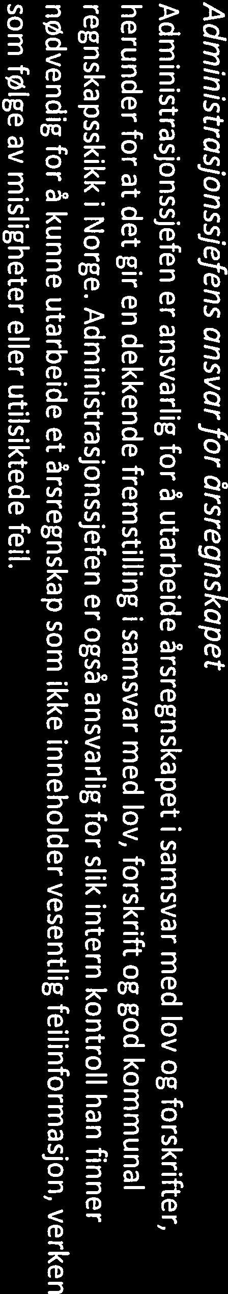 Administrasjonssjefens ansvar for årsregnskapet Administrasjonssjefen er ansvarlig for å utarbeide årsregnskapet i samsvar med lov og forskrifter, herunder for at det gir en dekkende fremstilling i