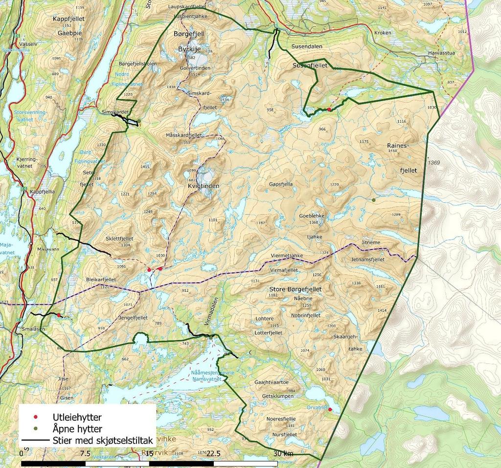 Innledning Dette dokument beskriver kort gjennomførte skjøtselstiltak i Børgefjell/ Byrkije nasjonalpark og evt. planer for videre skjøtsel.
