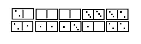 P1 Obr. 2 nejvíce variant. Obrázek 2 Dominové kostky P1 P2 stejný.