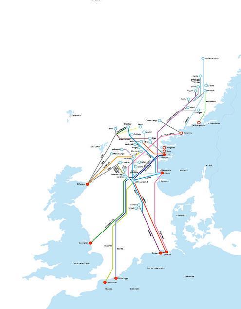 Det integrerte og fleksible transportsystemet for norsk gass Tilknyttet alle store gassproduserende feltene på norsk sokkel Ca 9000 km med rørledninger