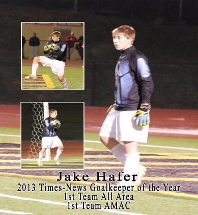 2013 Jake Hafer Goalkeeper of the Year Jake Hafer, Brandon Shockey, Patrick Kimble, JB Darr