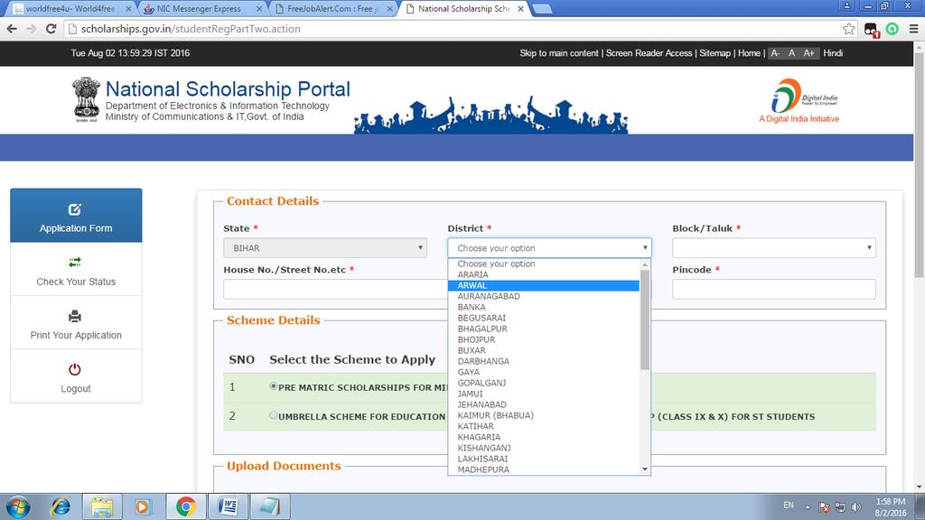 As applicant click the save & continue button a new form will appear.