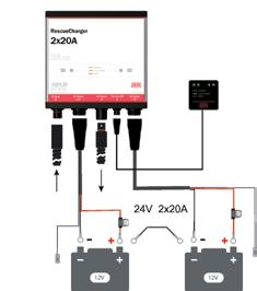 35A Høyde/Bredde/Dybde - mm 138x201x53 705294 5m Fjernavleser 1x12A, 1x20A, 1x35A Vekt - kg 2 Tetthetsklasse - IP 44 RescueCharger 2x20A Best.nr.