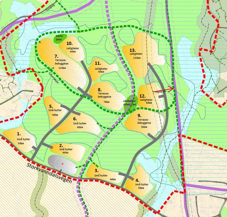 5 Mulighetsstudie Det er utarbeidet en mulighetsstudie for planområdet som viser mulige byggeområder, grønnstruktur, sti- og løypetraséer med mer.