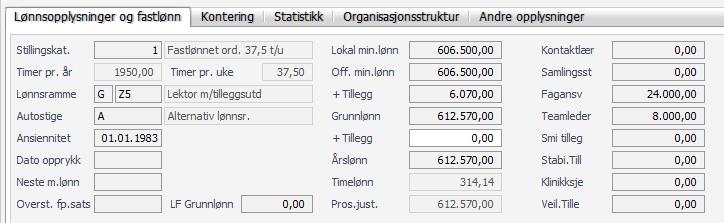 Lønnsopplysninger Stillingskat. Fastlønnet, timelønn, godtgjørelse, folkevalgt Rapporteres på A-meldingen Off.min.lønn Minstelønn i hht HTA for kap 4.