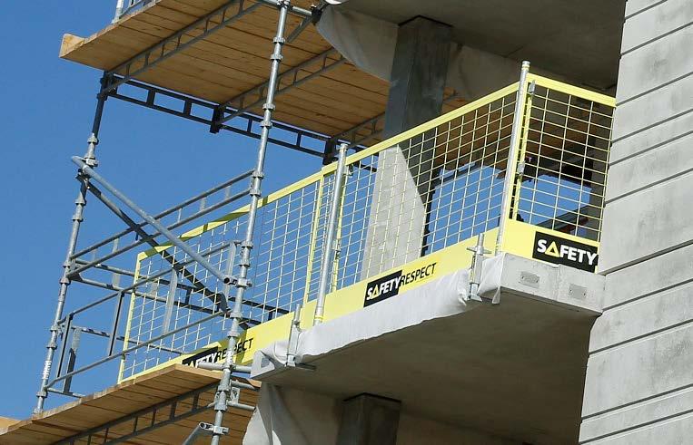 Vertikalfeste Balkongfeste Stolpe 1,3 m Rekkverksnett 1,3, 1,95, 2,6 BALKONGFESTE For å skape en sikrere arbeidsplass kan fallsikring monteres før løft av prefabrikerte balkonger.