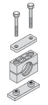 CRA 212,7 PP DP-AS U W3 2x Hexagon Head Bolt Surface: W3, Zinc Plated Thread: UNC 1x Cover Plate Surface: W3, Zinc Plated 1x Clamp (two halves) Material: