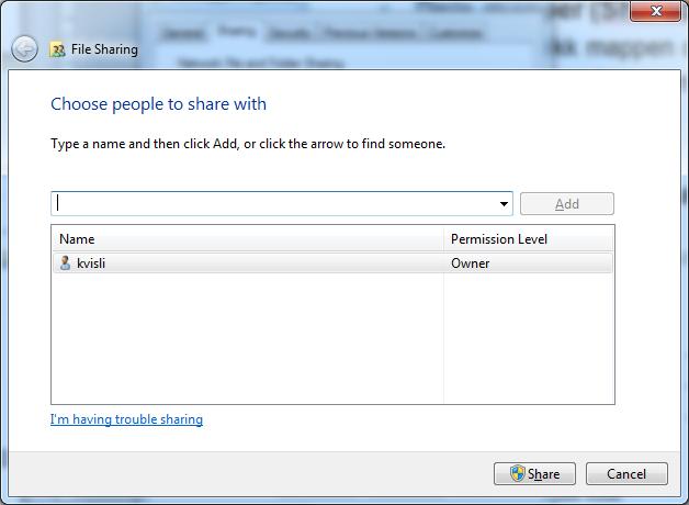 Demo: Delte mapper i Windows Kan brukes i Arbeidsgruppe (workgroup) Windows domene Dele mapper (Shared Folders) Høyreklikk mappen og velg Share Klikk Share knappen Tilgangskontroll Må velge hvilke