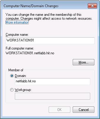 Tjenerbaserte nett med Windows domener PC 1 Windows Server med Active Directory (domenekontroller) disk Skriver Alle maskiner er med i et Windows domene Én tjenermaskin er domenekontroller» Har én