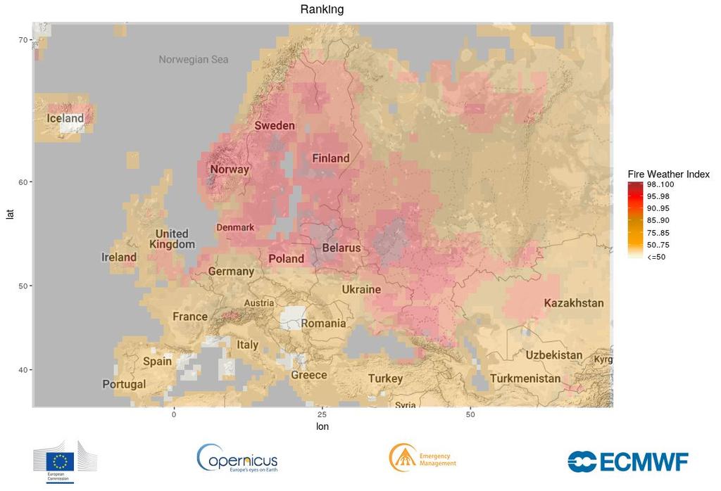 2.2.2 Tørke og skogbrannfare 10 Nedbørmengden var i samme periode langt under gjennomsnittet. Etter en tørr 11 mai-måned, fikk store deler av Nord-Europa lav grunnvannstand i juni.