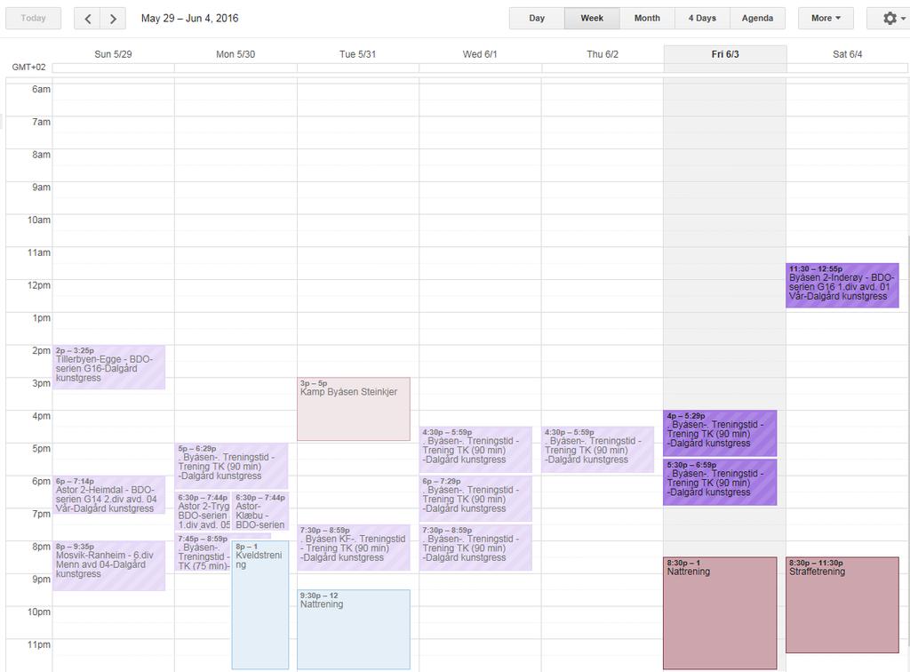 aktuelle treninger i sin egen aktive kalender 2 Kundens bookingkalender og