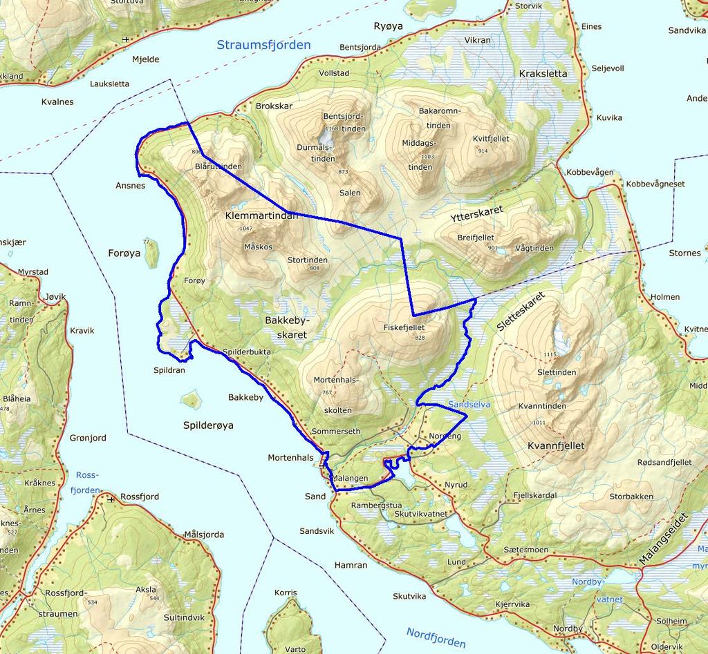1 INNLEDNING Norsk institutt for bioøkonomi (NIBIO) har på oppdrag fra Balsfjord kommune kartlagt et område på 81 km 2 i den nordlige delen av Malangen.