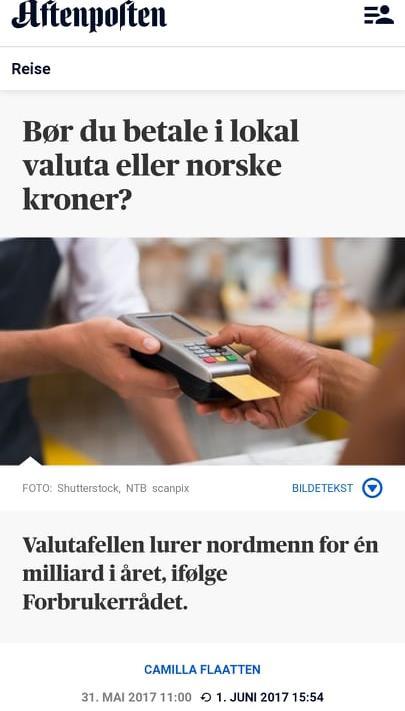 Betaling i fremmed valuta Finansavtaleloven 39 a Betalinger skal foretas i den valutaen som