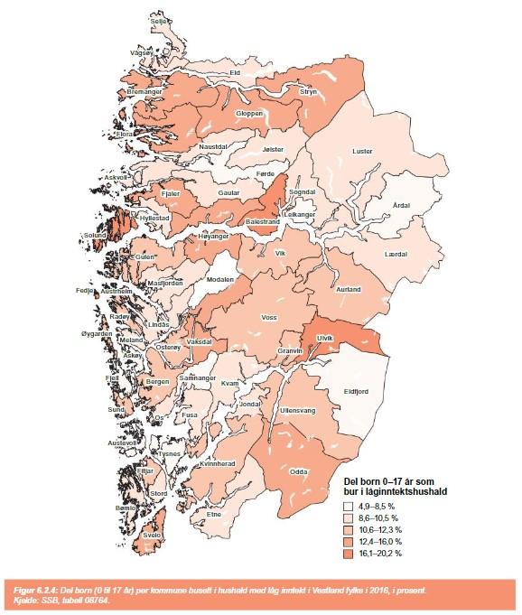 Prosent Levekår born og låginntekt 14 12 10 Utvikling i del born (0-17 år) busett i hushald med låg inntekt