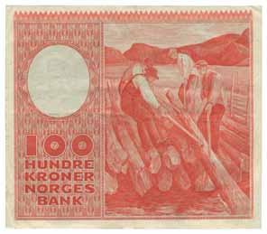 Erstatningsseddel/replacement note 1+ 3 000 684 100 kroner 1961. H4912391 1+ 350 685 Lot 2 stk. 100 kroner. H5796789 og 1962.