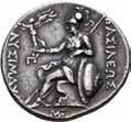 Hode av Apollo mot høyre/ Athene Itonia gående mot høyre HGC.4/213 S.2234 var. 1+ 600 Ex. Oslo Mynthandel a/s nr.19 3/10-1987 nr.837 1058 EUBOIA, Histiaia, 3. årh.f. Kr.