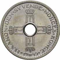 Norske mynter etter 1873 1336 1336 1 krone 1949. Prakteksemplar/choice NM.33 0 600 Ex.