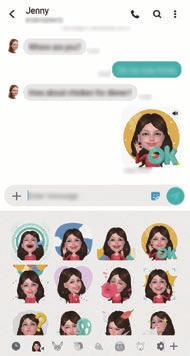 Apper og funksjoner Sende My emoji-klistremerker Du kan sende My emoji-klistremerker som ser ut som deg, via meldinger. Trykk på mens du skriver en melding og trykk på ikonet My Emoji.