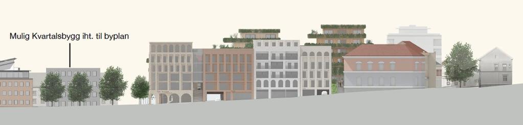 Planinitiativet foreslår å bryte opp kvartalsstrukturen med en blanding av sammenhengende bygninger mot Prestegaten, punkthus og langhus.
