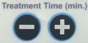 Treatment Time/Behandlingstid: Anbefalt behandlingstid kan justeres ved å bruke og knappene som du finner under Treatment Time (Behandlingstid) displayet.
