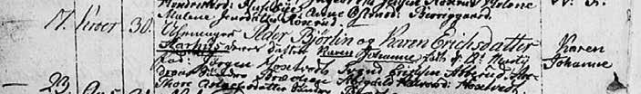 Om han ikke var å finne i Nordby, så er det likevel funn i Ås hovedsokn. Her finner vi en barnedåp i 1811 hvor Karen Johanne døpes 17.