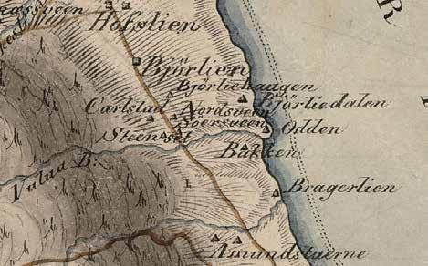 Kilde: Kartverket, historiske kart Det nærmeste vi kommer er nok da en kar Ole Erichsen som bor ved Lomsjøen inne på åsen på vestsida av Randsfjorden.