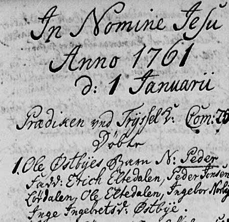 1720) og hustru Berte Jonsdtr Tekta på gården Nordre Østby (Rønningen) som i 1765 flytter til Land. Ole er tilkalt som bjørnejeger, og det er i Trysil skrevet at han har felt 24 bjørner.