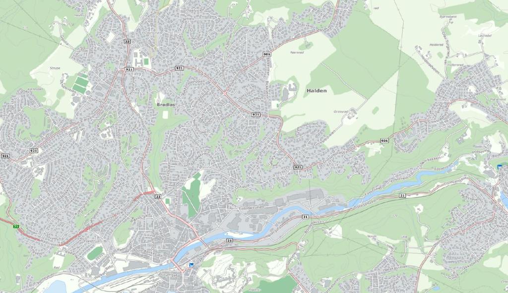 Figur 2. Oversiktskart som viser tiltakets plassering i forhold til bykjernen. 2. Plansituasjon Boligtomten er i all hovedsak uregulert.