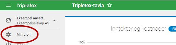 I hovedmenyen klikk på brukernavn/selskapsnavnet > «Min profil».