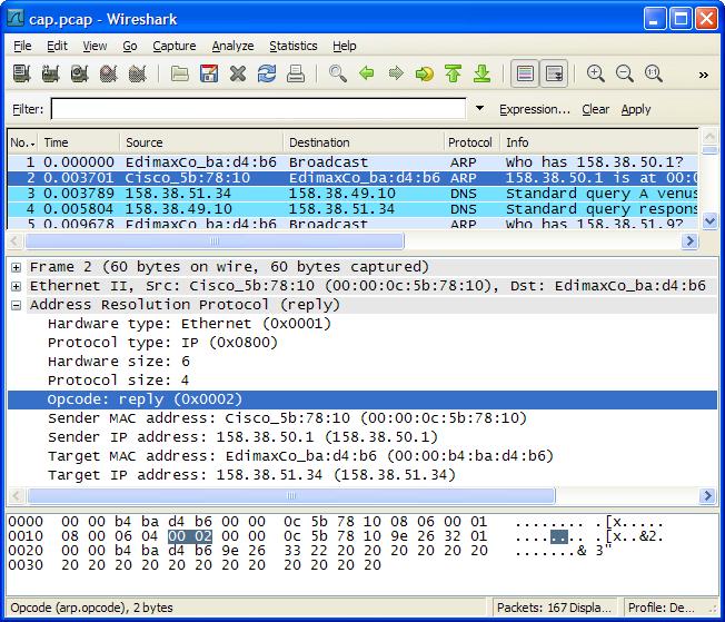 Op-koden i ARP-meldinga er 0x0002,