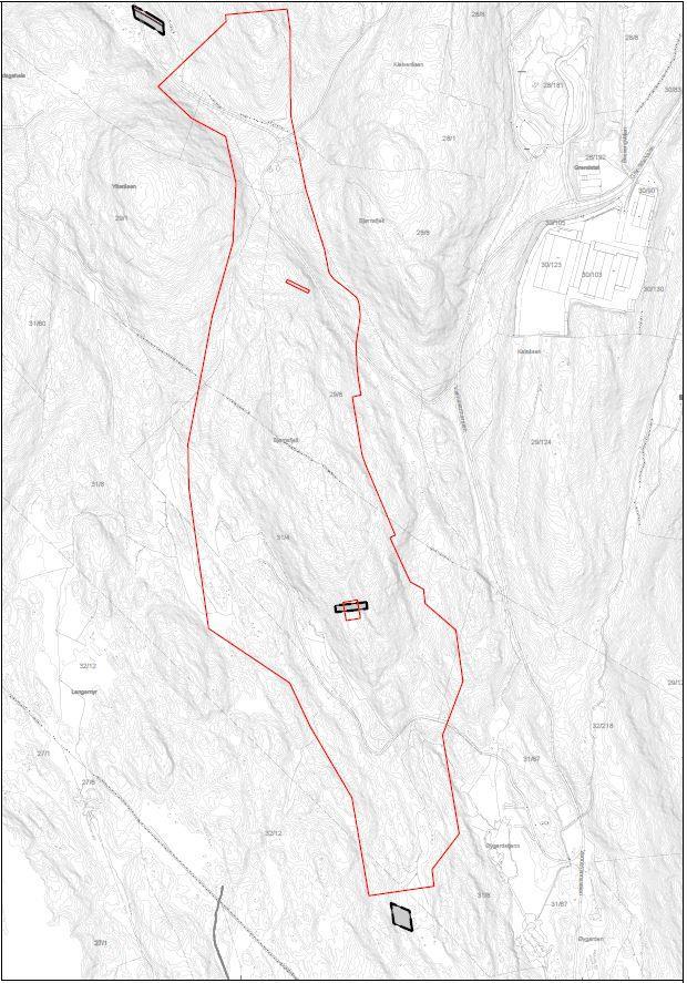 Figur 4. Utsnitt fra gjeldende plankart for vertikalnivå 3, over grunnen, vedtatt 10.5.2014.