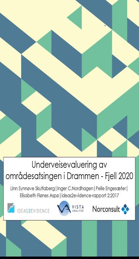 Underveisevaluering 2017 Jobbtiltakene har størst direkte effekt på målsettingen Områdetiltakene og tjenesteutviklingstiltakene vil bidra til målsettingen på lengre sikt Økt fokus på barn og unge vil