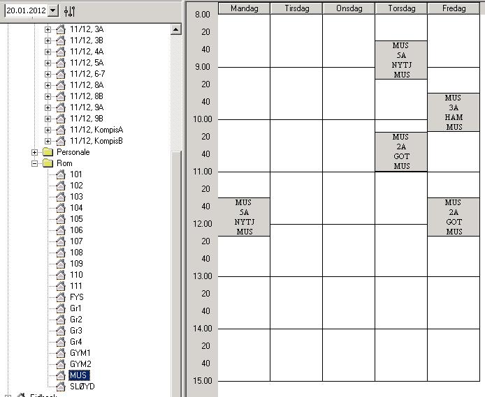 2.3 Timeplan med utgangspunkt i rom. Ved å velge Rom i Objektnavigatoren kan planleggingen gjøres for et enkelt rom. Dette kan f.
