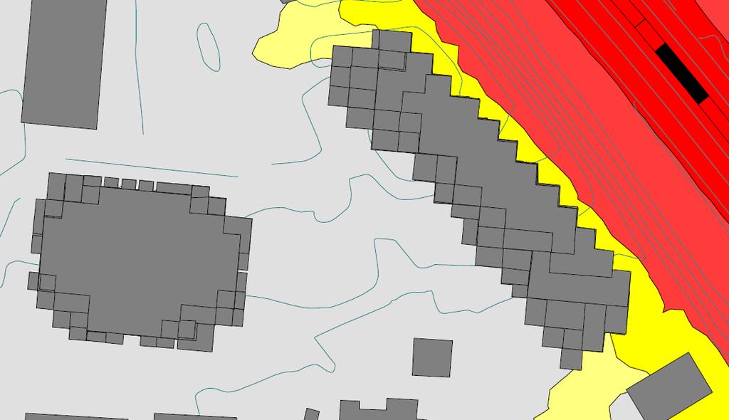 Utendørs støyutredning ifm. regulering 4.2 Støy fra jernbane 4.2.1 Støysonekart Støysonekart er presentert i figur 7. Tomten grenser mot rød støysone med støy fra jernbane.