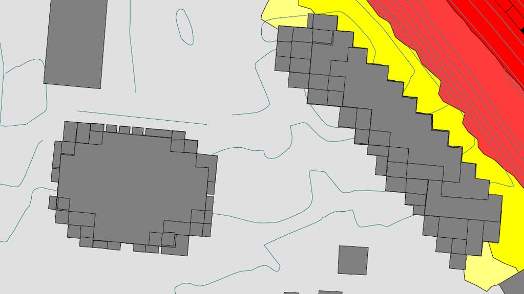 Figur 5 Utdrag fra vedlegg 3 - Støysonekart med støy fra jernbane, beregnet i 4 m høyde. 4.2.