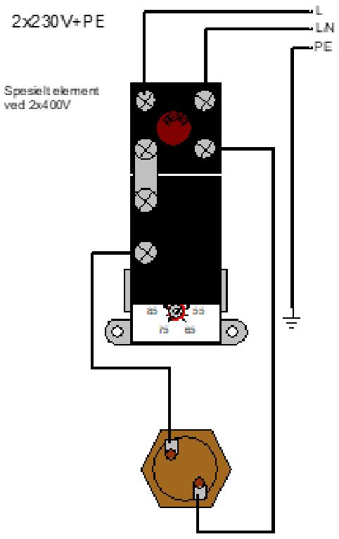 3.9 ELEKTRISK KOBLINGSSKJEMA 3.11 TERMOUTLØSER Termostaten finnes i berederens koblingsrom, den er utstyrt med en rød knapp merket «RESET».