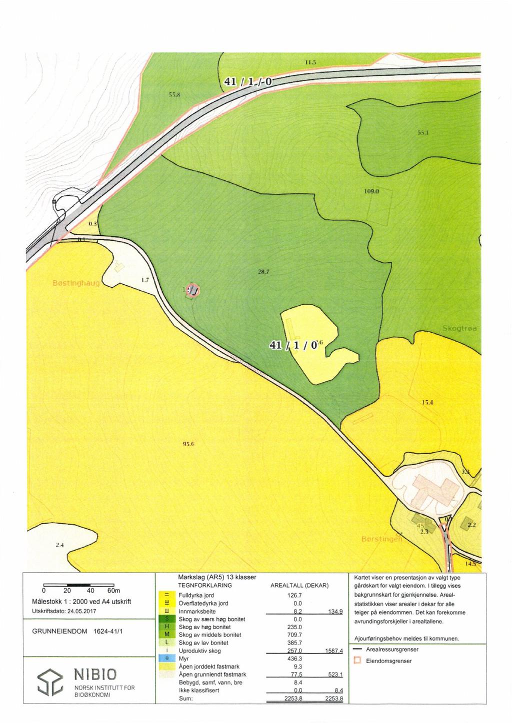 U.S 41 /i1,/-0 w 1. Jifv 0 20 40 60m Målestokk Utskriftsdato: 24.05.2017 1 : 2000 ved A4 utskrift GRUNNEIENDOM 1624-41/1 NlBl0 NORSK lnstltutt FOR BlOØKDNOMI H l.