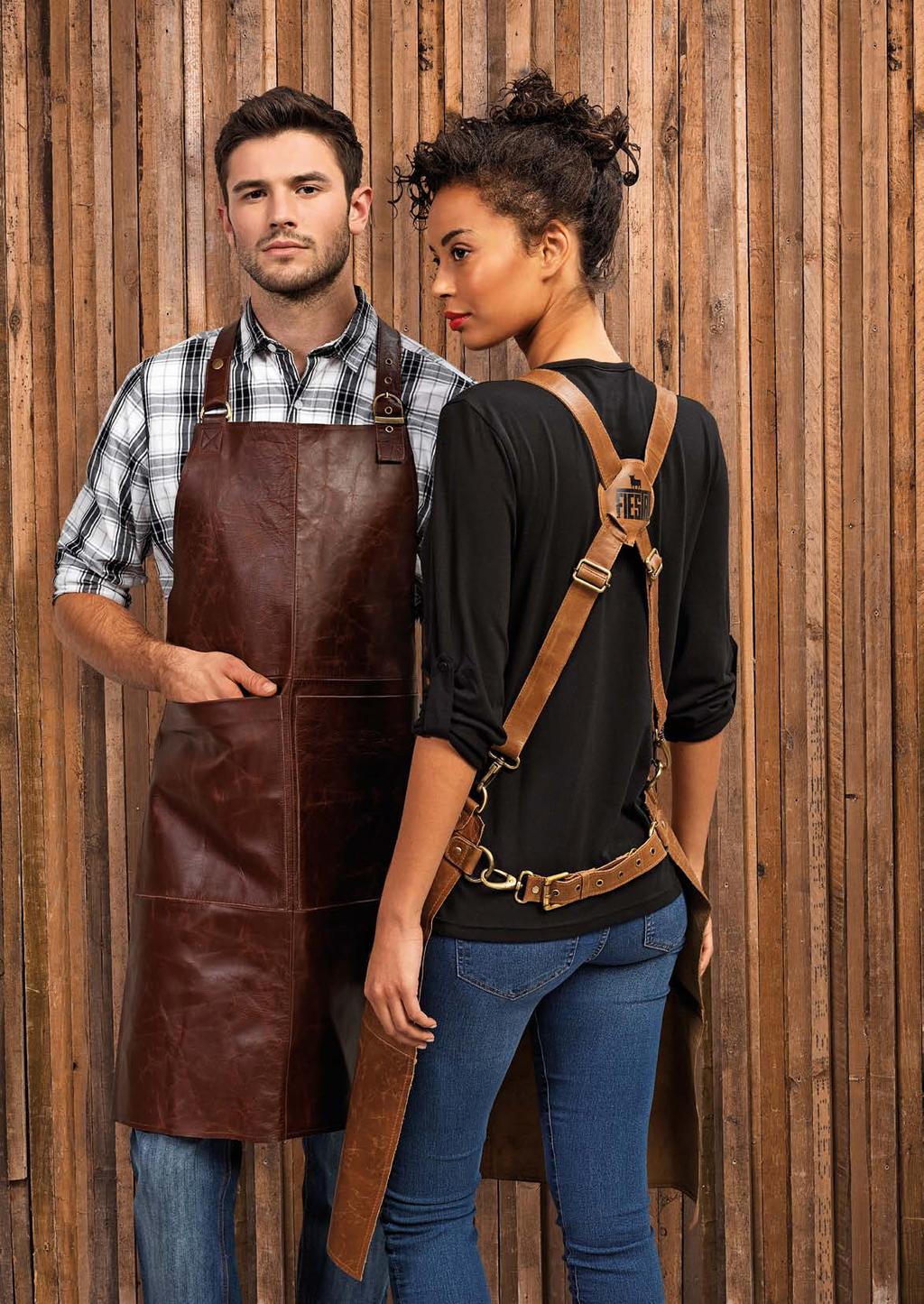 P140 ARTISAN LEATHER CROSS BACK APRON Denne eksklusive modellen i 100% ekte