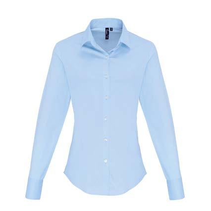 Cotton Poplin Long Sleeve Shirt Stretch fit skjorte til dame. Bomull kombinert med elastan gir supermyk og elastisk komfort.