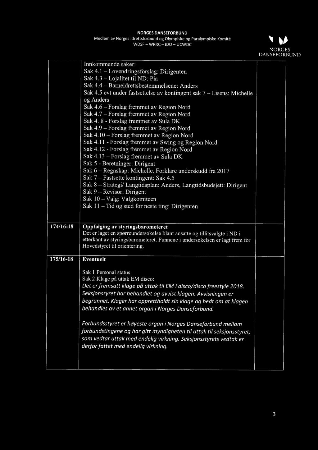 9 Forslag fremmet av Region Nord Sak 4.10 Forslag fremmet av Region Nord Sak 4.11 - Forslag fremmet av Swing og Region Nord Sak 4.12 - Forslag fremmet av Region Nord Sak 4.