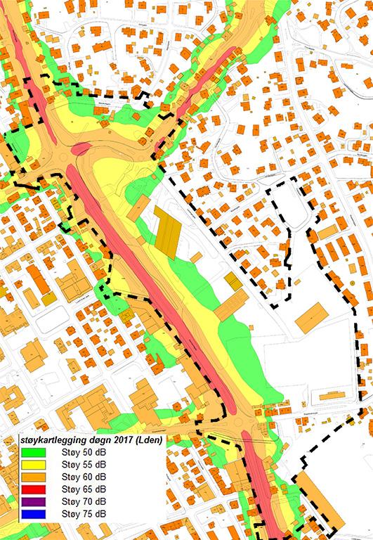 Det foreligger ikke støyberegninger for Djupaskarvegen øst for Karmsundgata, ei heller for de mindre trafikkerte Leirangergata og Ryfylkegata, på grunn av lavere ÅDT, så situasjonen mot øst er reelt