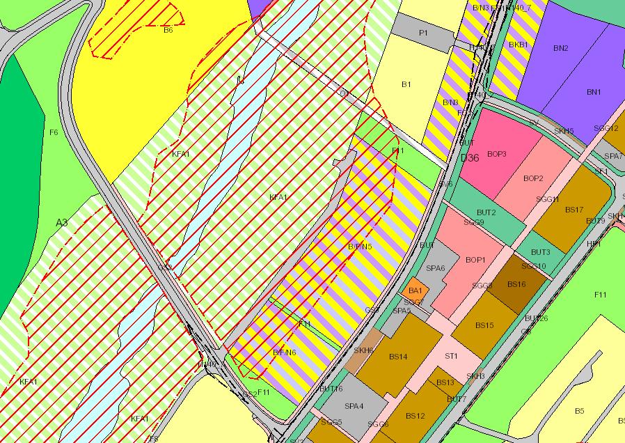 Figur 2: Faresone i rødt dekker omtrent halve planområdet (hentet fra Lokalstyrets nettbaserte GIS-tjeneste). 3.