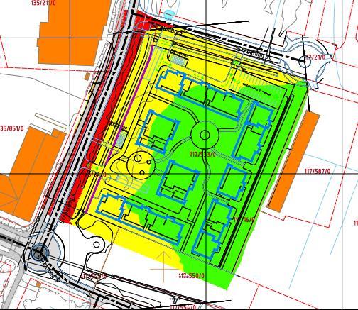 Støysonekart h=4,0m, fremtidig situasjon med tiltak Utsnitt vedlegg 3 Støysonekart h=4,0m, fremtidig situasjon med tiltak.