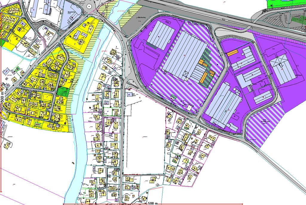 1.4. Reguleringsplaner Øvre Eiker stadion og de omkringliggende boligområdene er uregulerte. Planområdet grenser i nord til reguleringsplan for Frognes industriområde, som trådte i kraft i 1986.