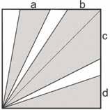 kenguru sidene 20) Kvadratet på figuren har areal 36 cm 2. Arealet til de grå områdene inne i kvadratet er til sammen 27 cm 2. Hvor lang er a + b + c + d?