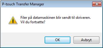 Slik bruker du P-touch Transfer Manager og P-touch Library (bare Windows ) 7 Velg mappen som inneholder malene eller andre data du vil overføre, og klikk deretter på Overfør.