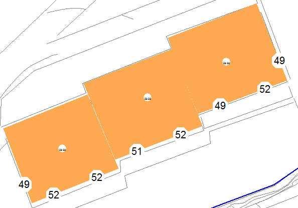 Figur 6: Støynivå, L den (db), ved fasade i første etasje for boligene i K5. Skjermet situasjon.