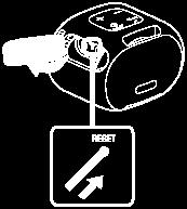 Bruke RESET-knappen Hvis høyttaleren ikke kan slås på, eller den ikke kan betjenes selv om den er slått på, åpner du hetten på høyre side og trykker på RESET-knappen med en nål eller en annen spiss