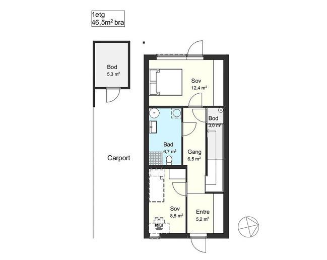 Unibo 140 m² Plantegning 1. etg.